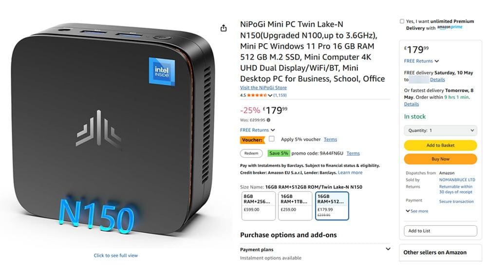 Buy the NiPoGi Mini PC N150 from Amazon