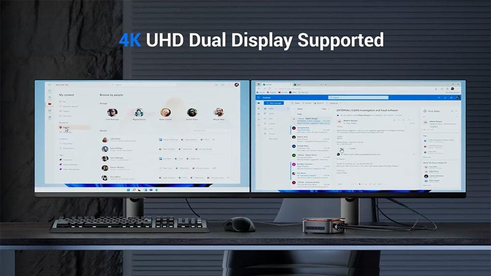 Dual 4K UHD displays are supported with the NiPoGi Mini PC N150