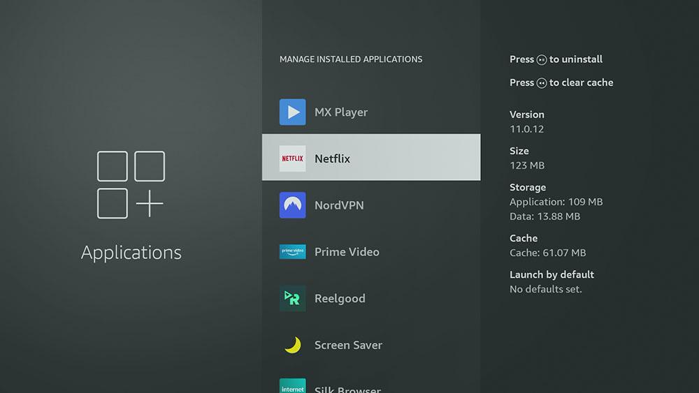 Clear Firestick cache in Settings