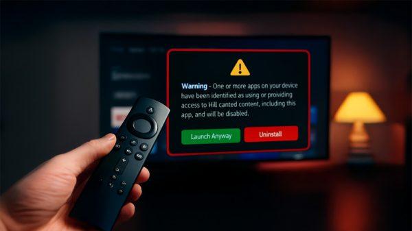 Firestick warning message for unlicenced content
