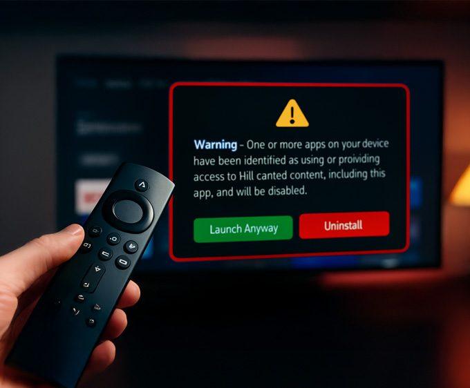 Firestick warning message for unlicenced content
