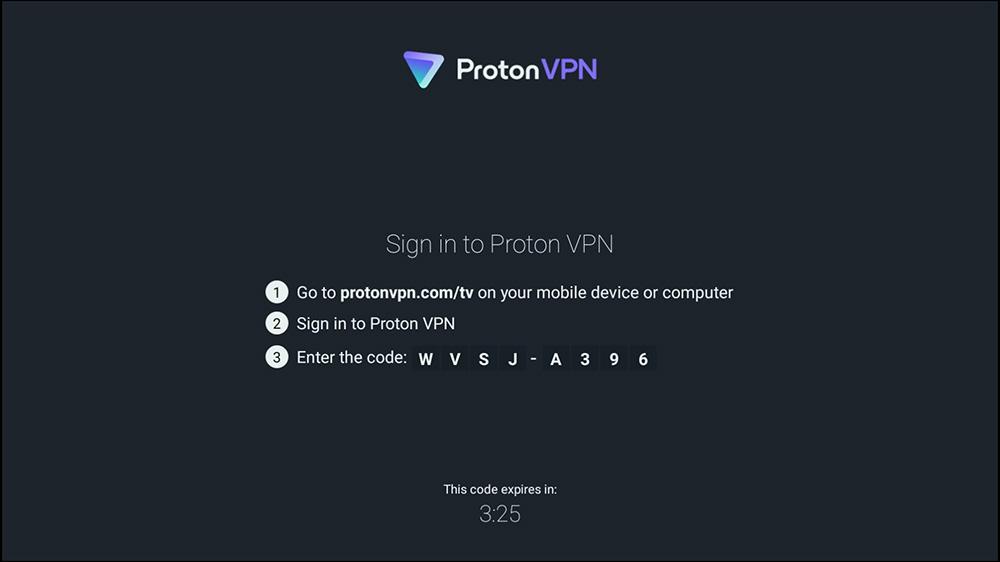 Sign in to your Proton VPN Free account on Firestick, Google TV and Android TV with a 8-digit code