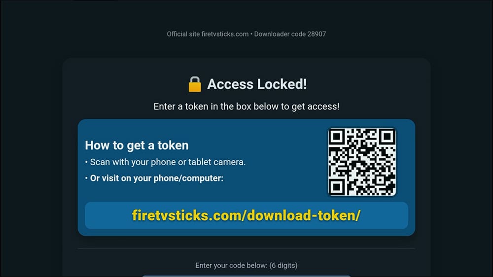 Scanning the QR code on a Fire TV screen to generate a secure Kodi download token.